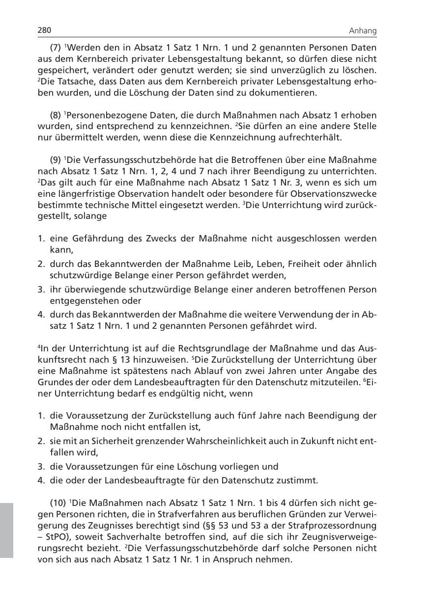 Seite 280 des Verfassungsschutzbericht 2009 Niedersachsen