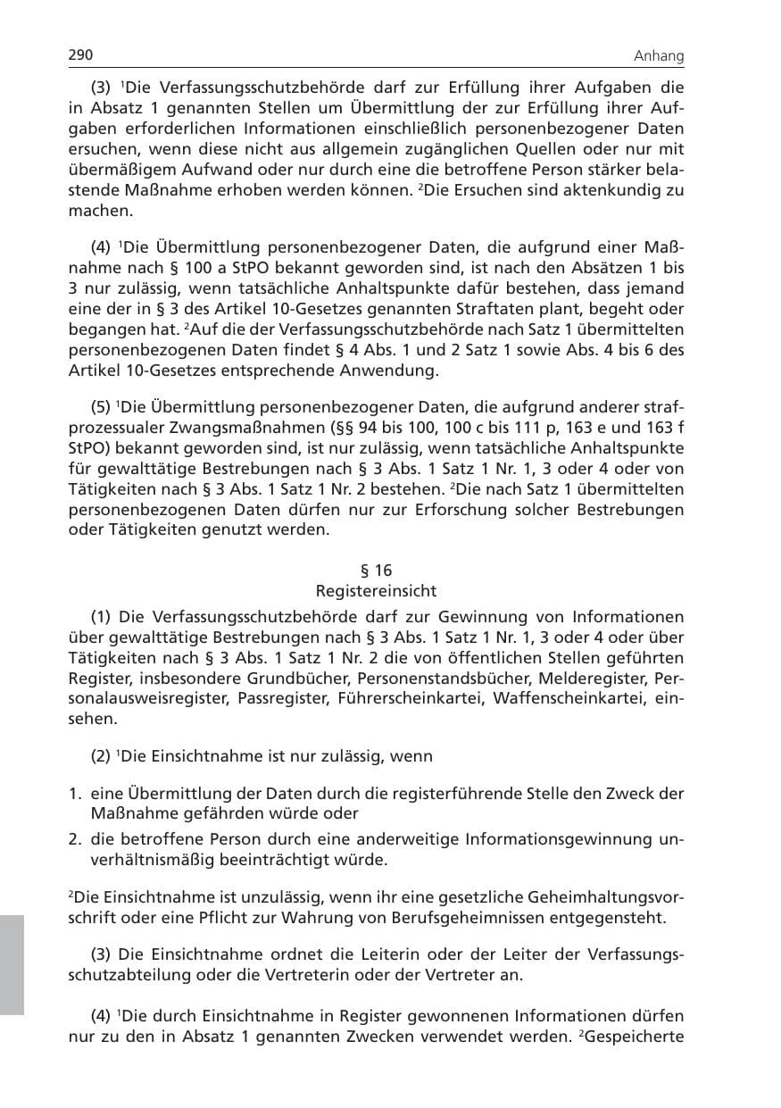 Seite 290 des Verfassungsschutzbericht 2009 Niedersachsen
