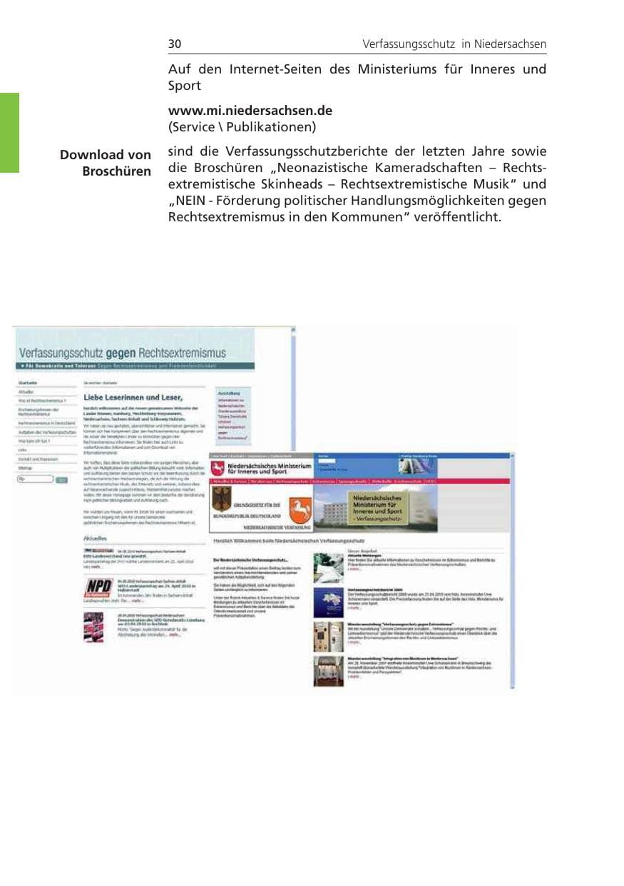 Seite 30 des Verfassungsschutzbericht 2009 Niedersachsen