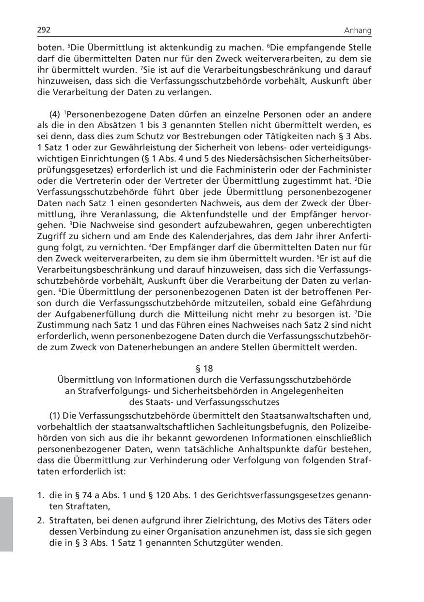 Seite 292 des Verfassungsschutzbericht 2009 Niedersachsen
