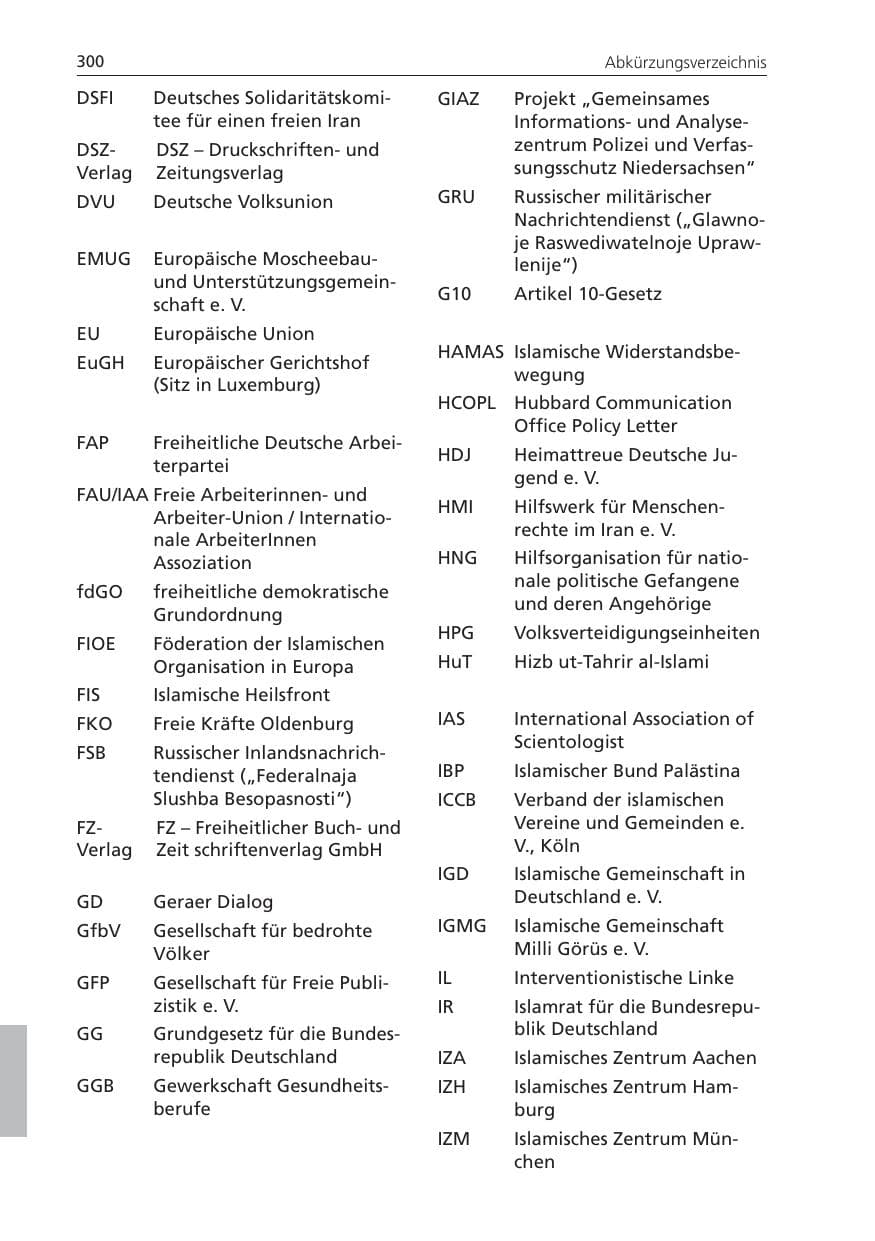 Seite 300 des Verfassungsschutzbericht 2009 Niedersachsen