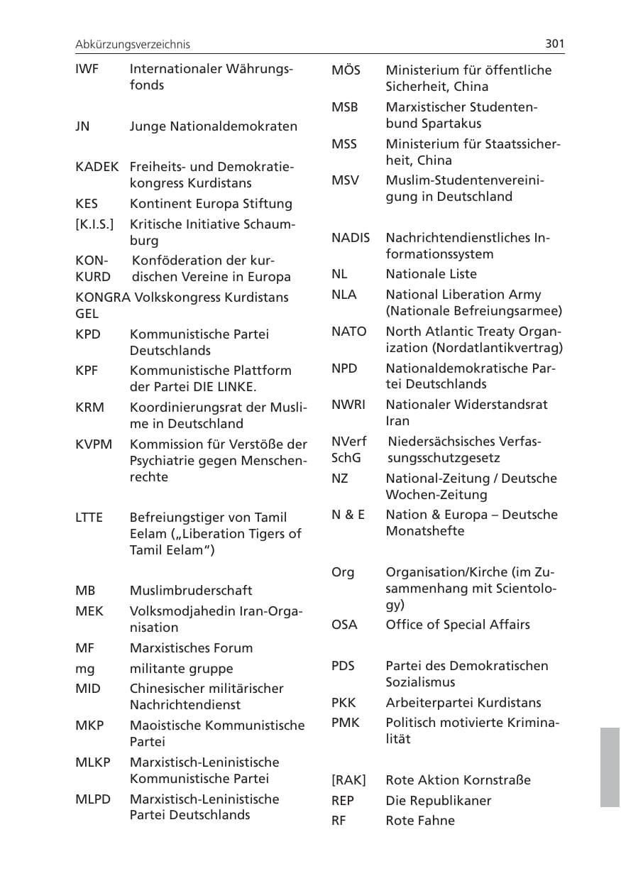 Seite 301 des Verfassungsschutzbericht 2009 Niedersachsen