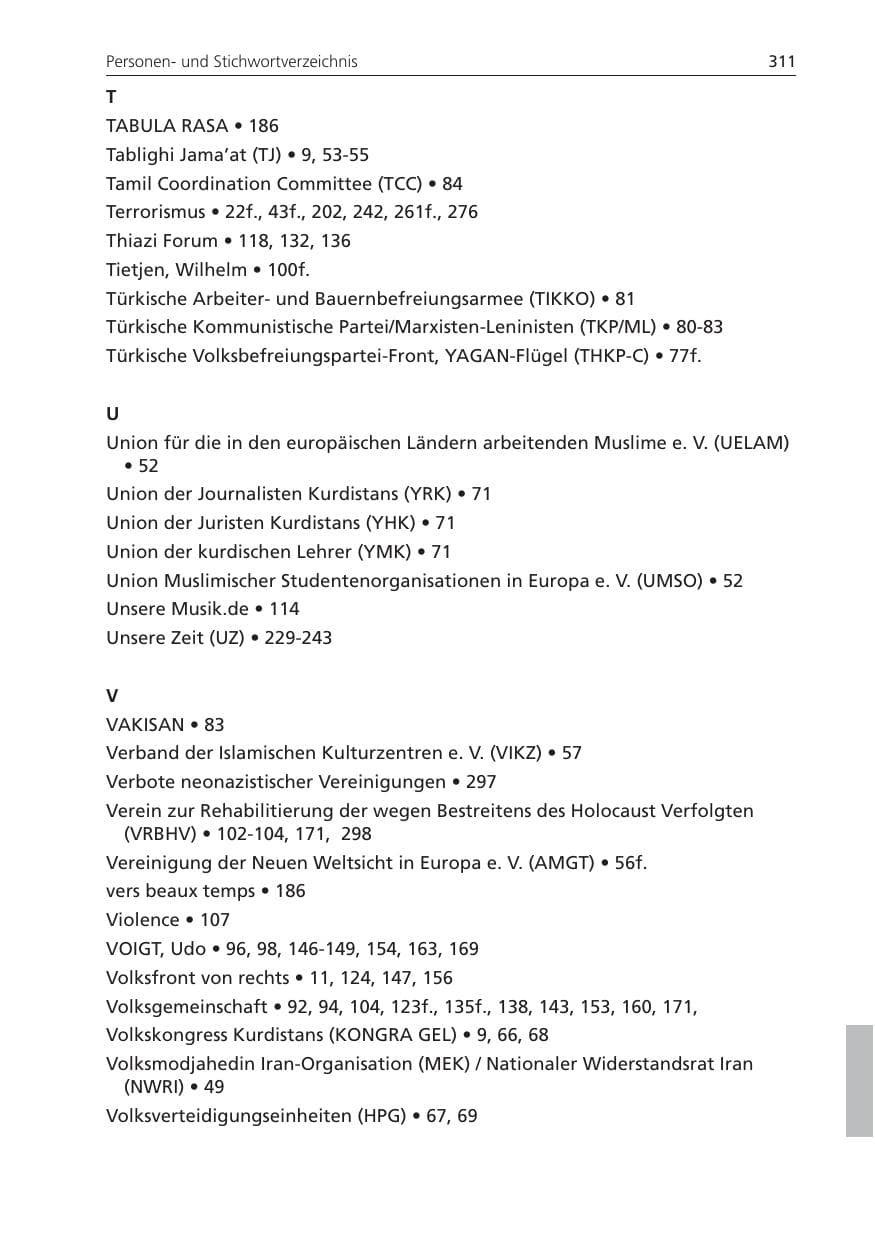 Seite 311 des Verfassungsschutzbericht 2009 Niedersachsen