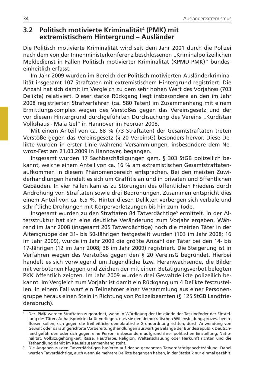 Seite 34 des Verfassungsschutzbericht 2009 Niedersachsen