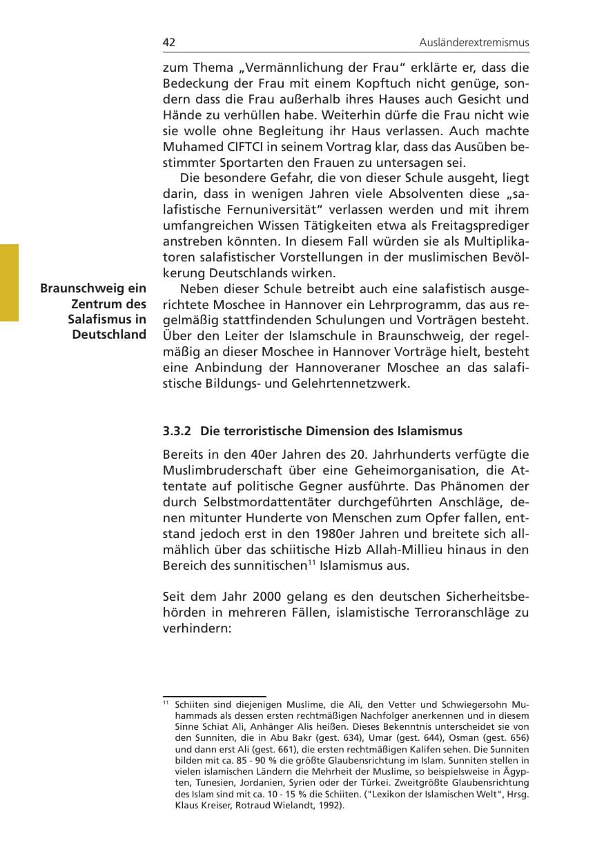 Seite 42 des Verfassungsschutzbericht 2009 Niedersachsen