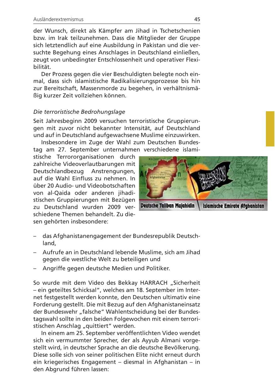 Seite 45 des Verfassungsschutzbericht 2009 Niedersachsen
