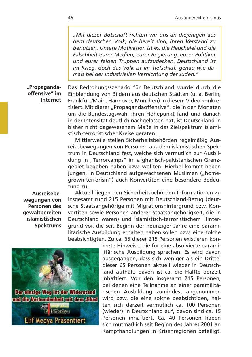 Seite 46 des Verfassungsschutzbericht 2009 Niedersachsen