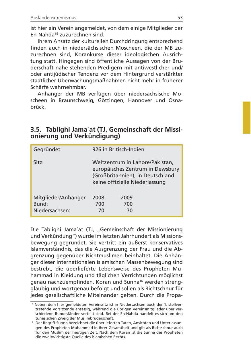 Seite 53 des Verfassungsschutzbericht 2009 Niedersachsen