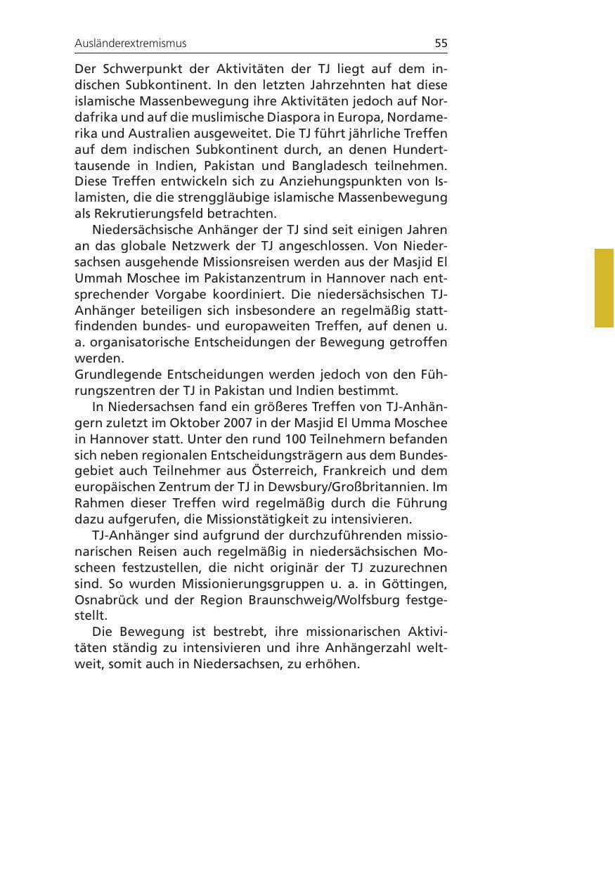 Seite 55 des Verfassungsschutzbericht 2009 Niedersachsen
