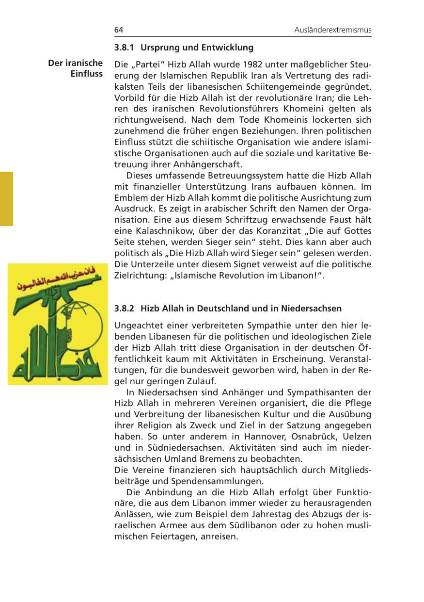 Seite 64 des Verfassungsschutzbericht 2009 Niedersachsen