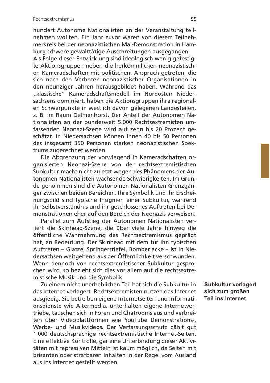 Seite 95 des Verfassungsschutzbericht 2009 Niedersachsen