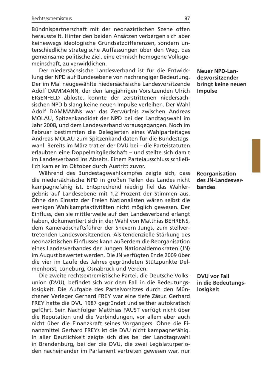 Seite 97 des Verfassungsschutzbericht 2009 Niedersachsen