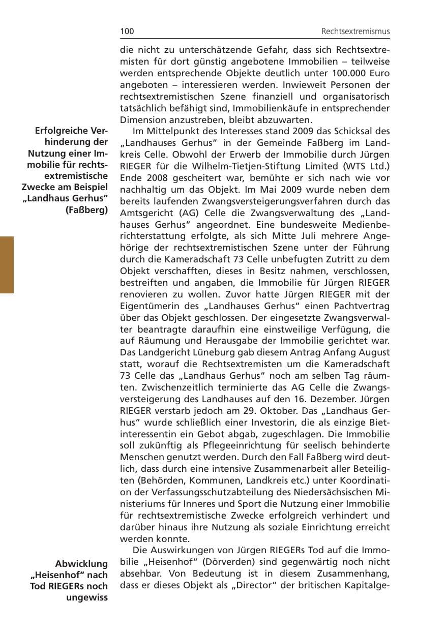 Seite 100 des Verfassungsschutzbericht 2009 Niedersachsen