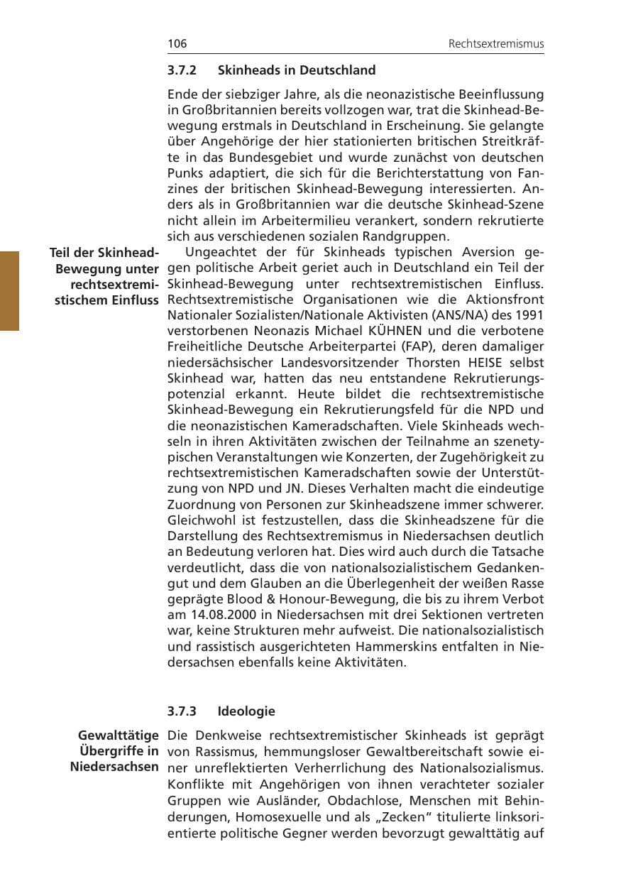 Seite 106 des Verfassungsschutzbericht 2010 Niedersachsen