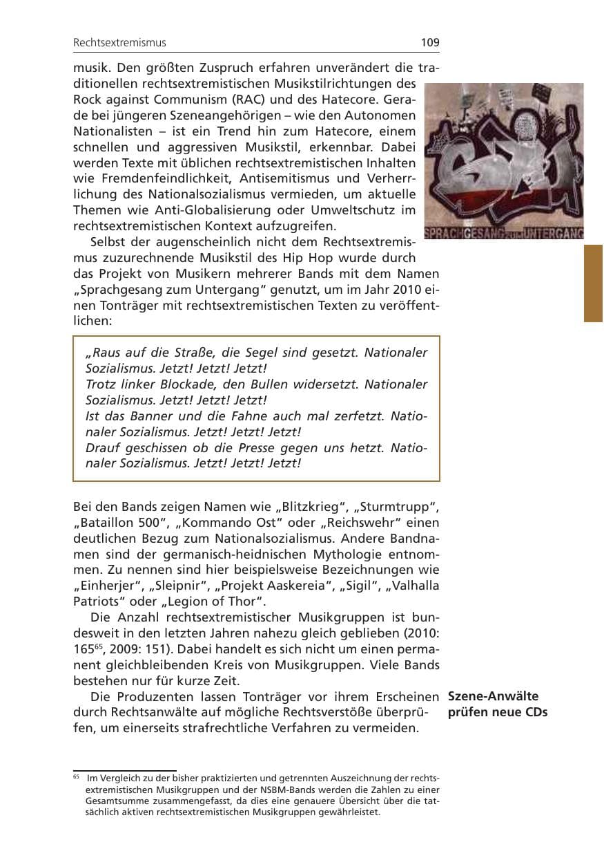 Seite 109 des Verfassungsschutzbericht 2010 Niedersachsen