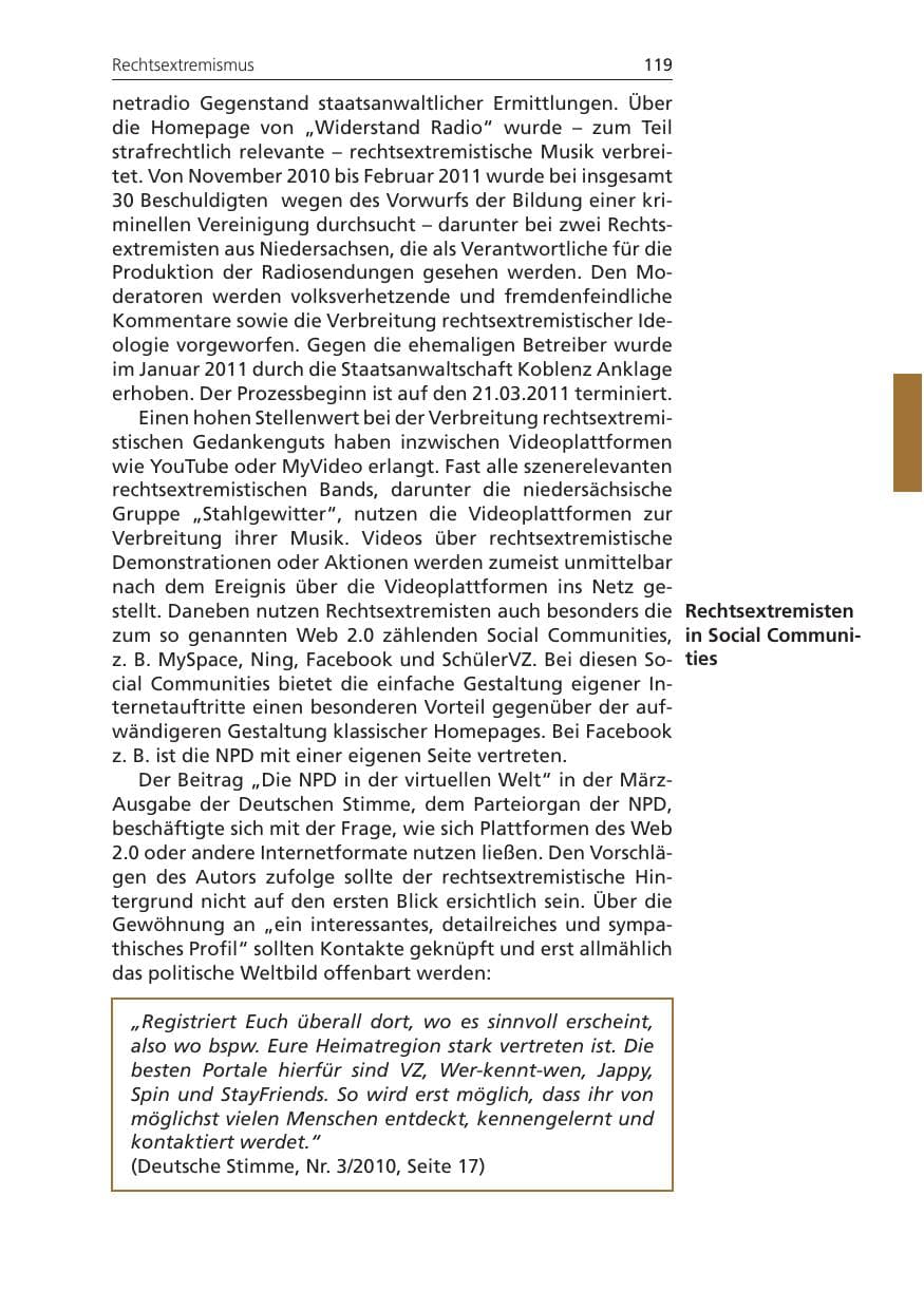 Seite 119 des Verfassungsschutzbericht 2010 Niedersachsen