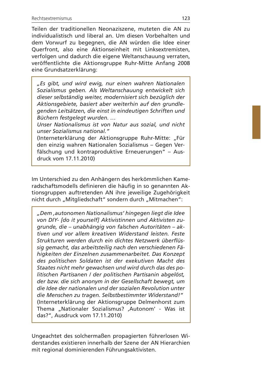 Seite 123 des Verfassungsschutzbericht 2010 Niedersachsen