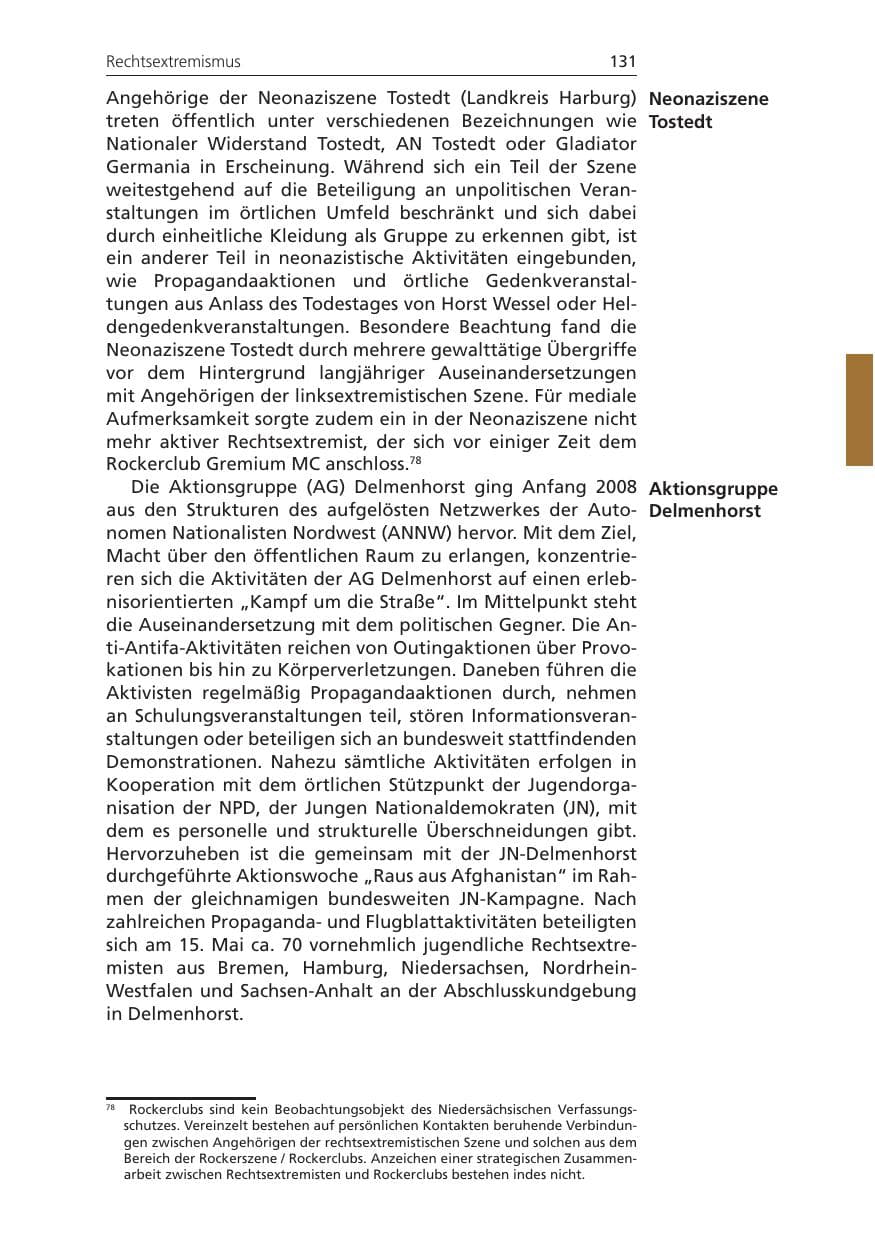 Seite 131 des Verfassungsschutzbericht 2010 Niedersachsen