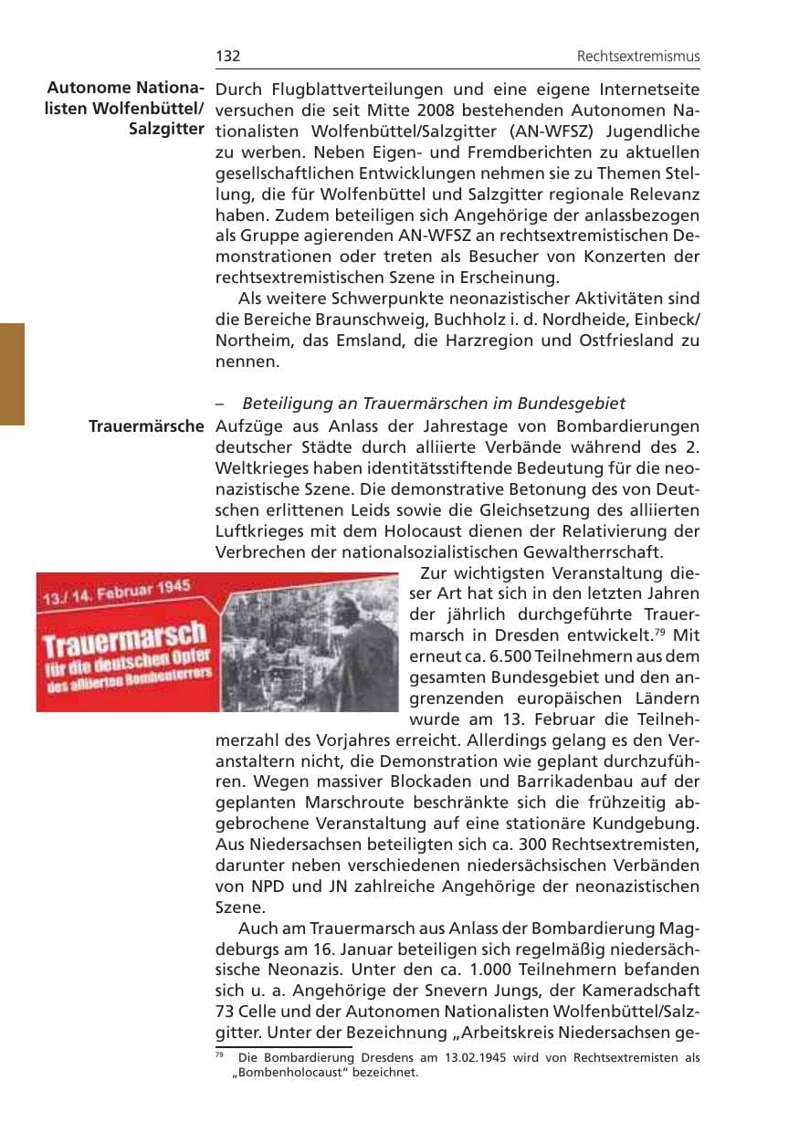 Seite 132 des Verfassungsschutzbericht 2010 Niedersachsen