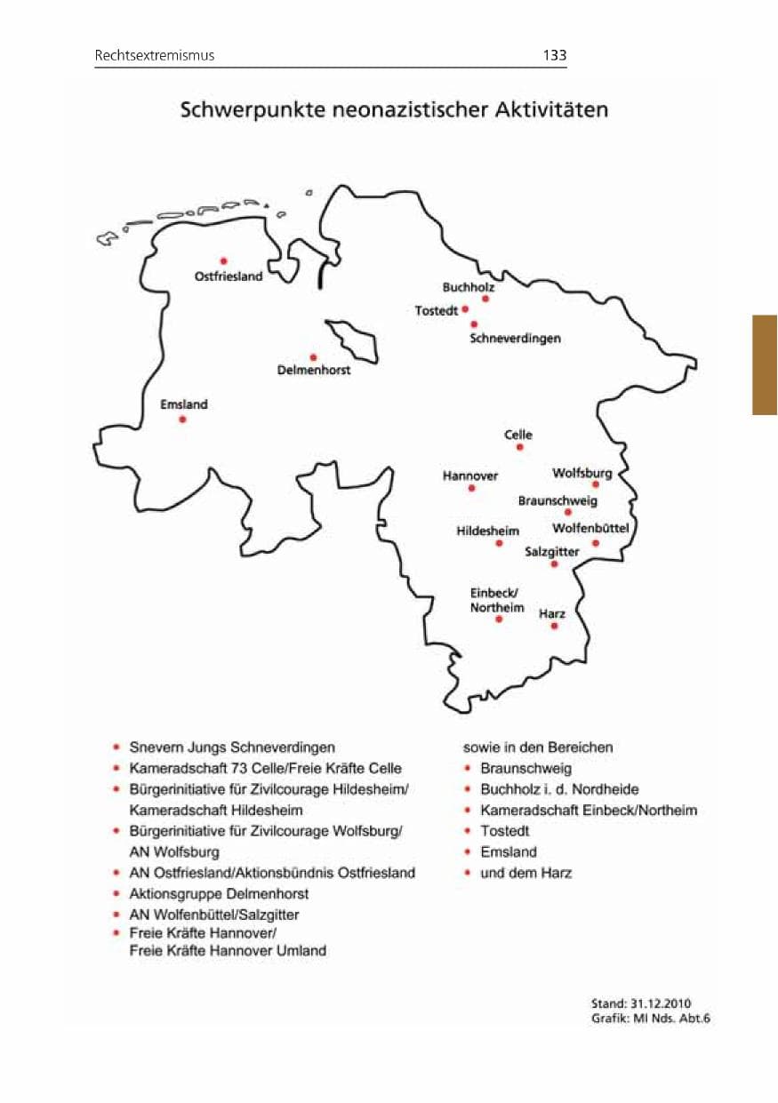 Seite 133 des Verfassungsschutzbericht 2010 Niedersachsen