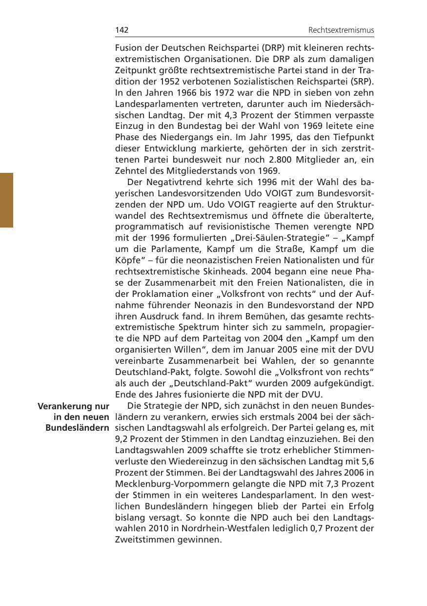 Seite 142 des Verfassungsschutzbericht 2010 Niedersachsen