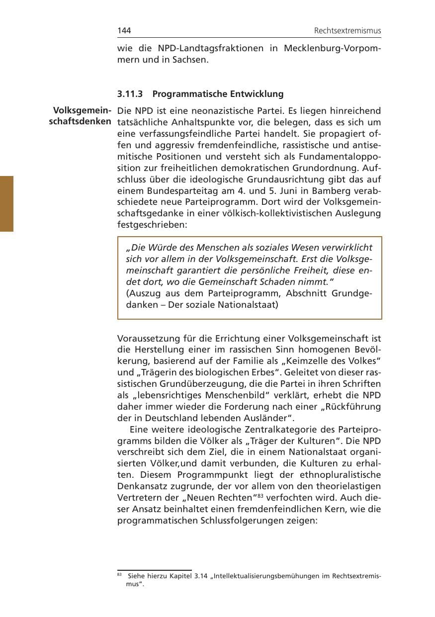 Seite 144 des Verfassungsschutzbericht 2010 Niedersachsen