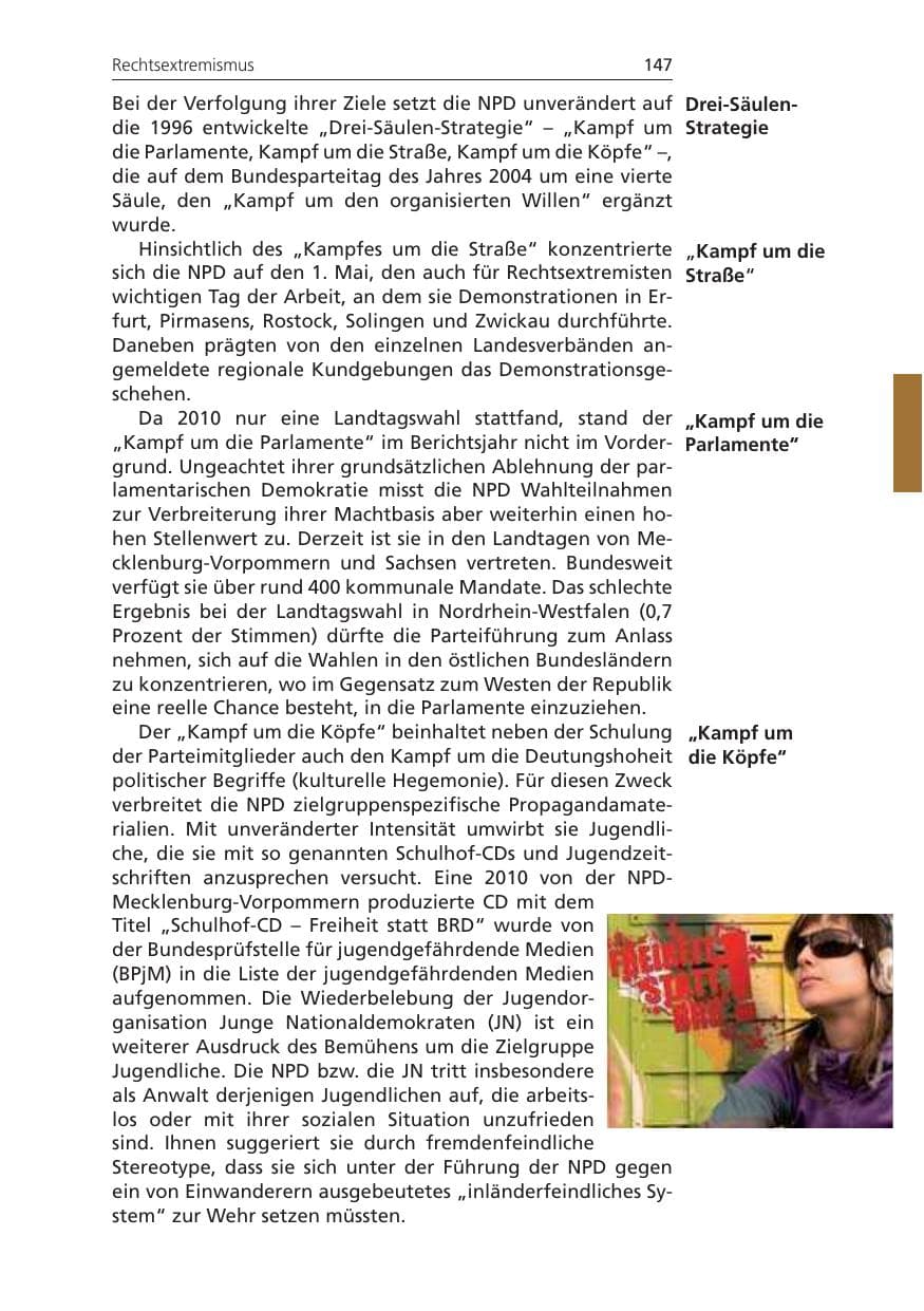 Seite 147 des Verfassungsschutzbericht 2010 Niedersachsen