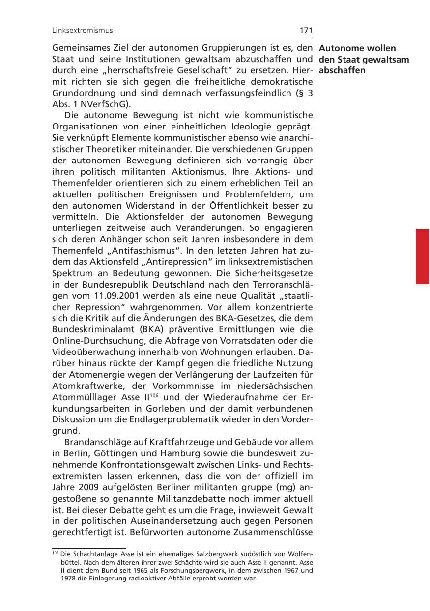 Seite 171 des Verfassungsschutzbericht 2010 Niedersachsen