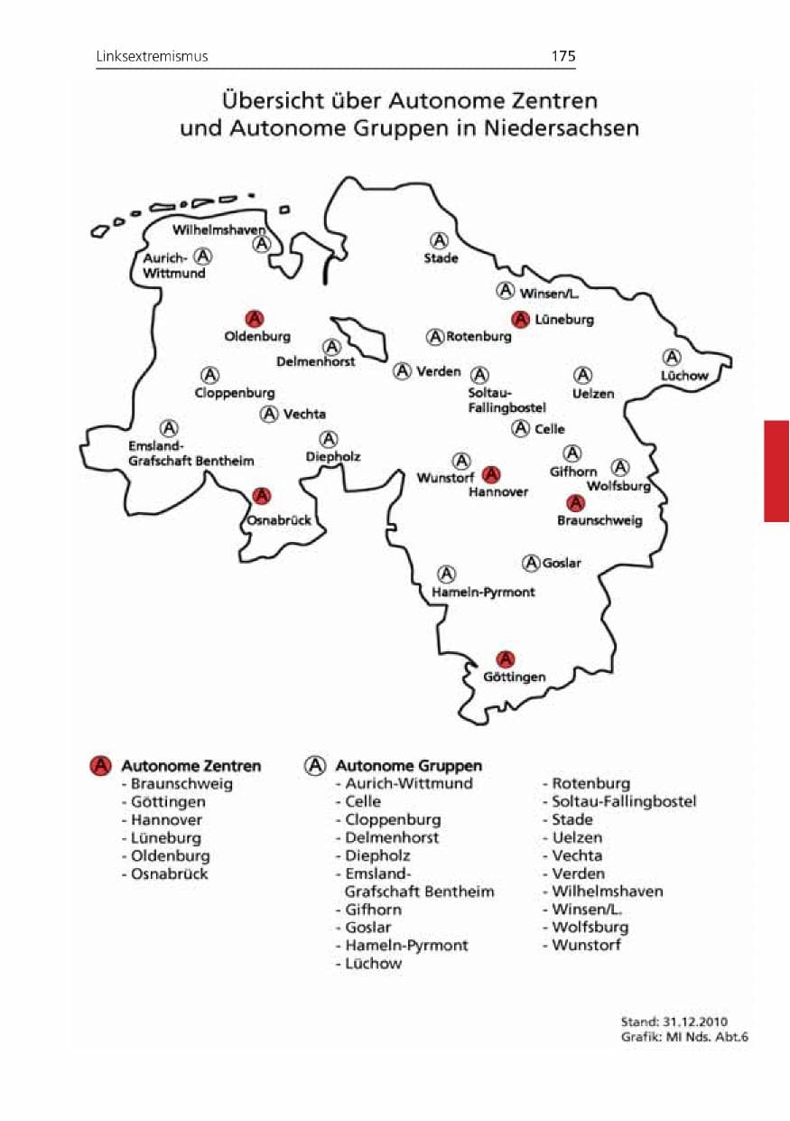 Seite 175 des Verfassungsschutzbericht 2010 Niedersachsen