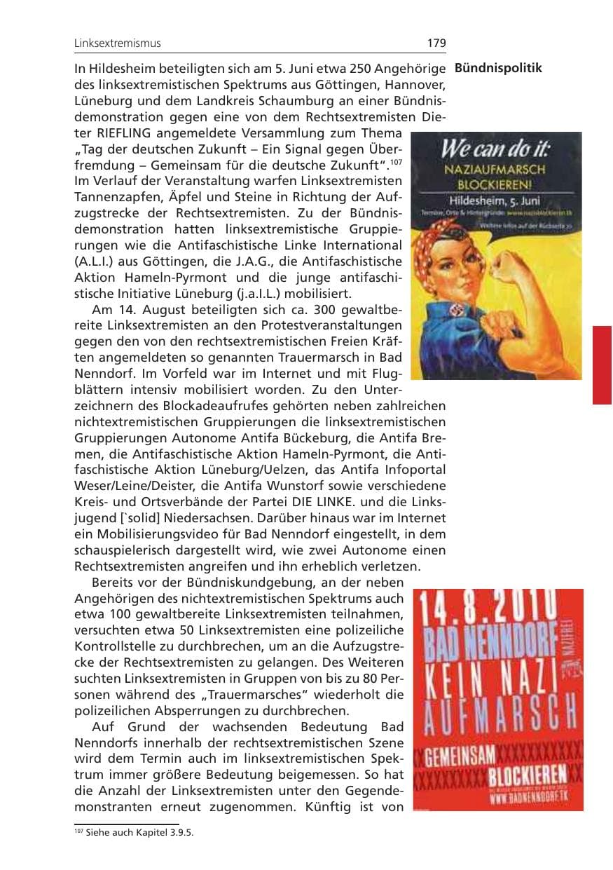 Seite 179 des Verfassungsschutzbericht 2010 Niedersachsen