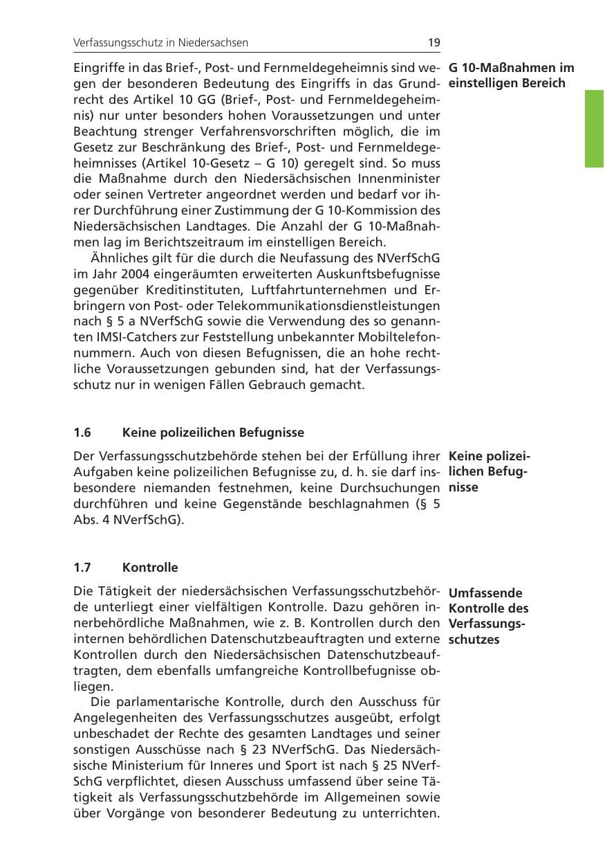 Seite 19 des Verfassungsschutzbericht 2010 Niedersachsen