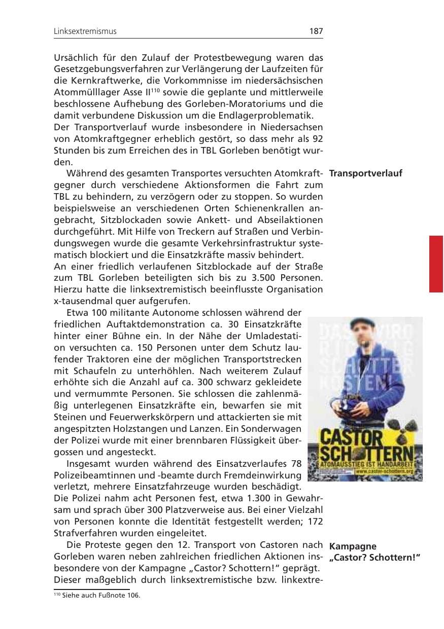 Seite 187 des Verfassungsschutzbericht 2010 Niedersachsen