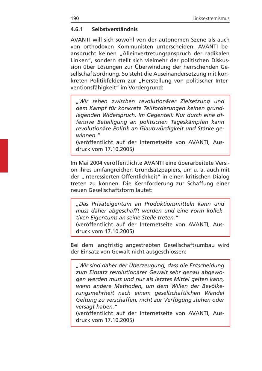 Seite 190 des Verfassungsschutzbericht 2010 Niedersachsen