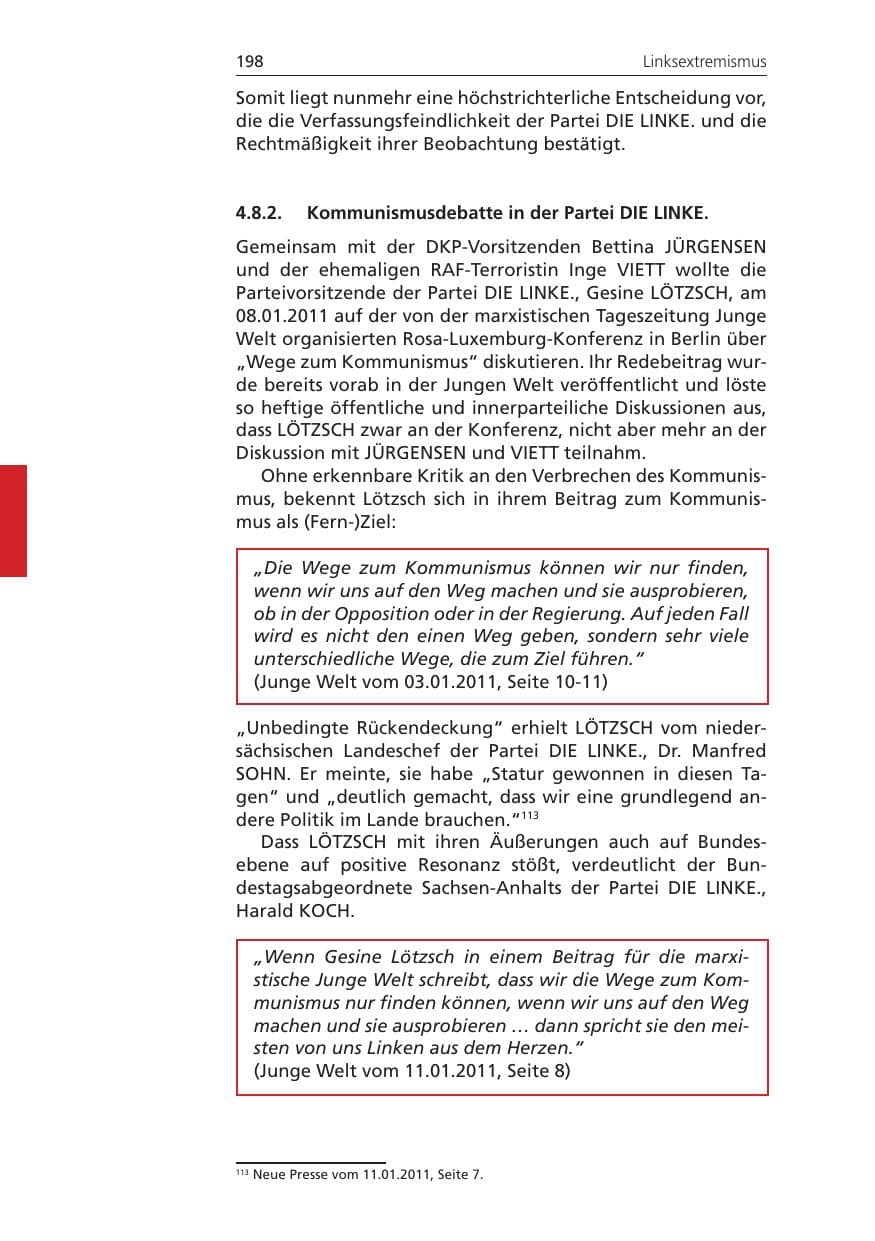 Seite 198 des Verfassungsschutzbericht 2010 Niedersachsen