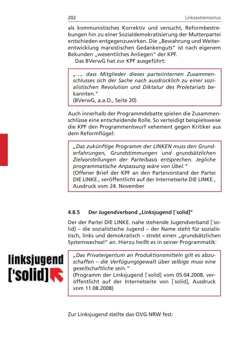 Seite 202 des Verfassungsschutzbericht 2010 Niedersachsen
