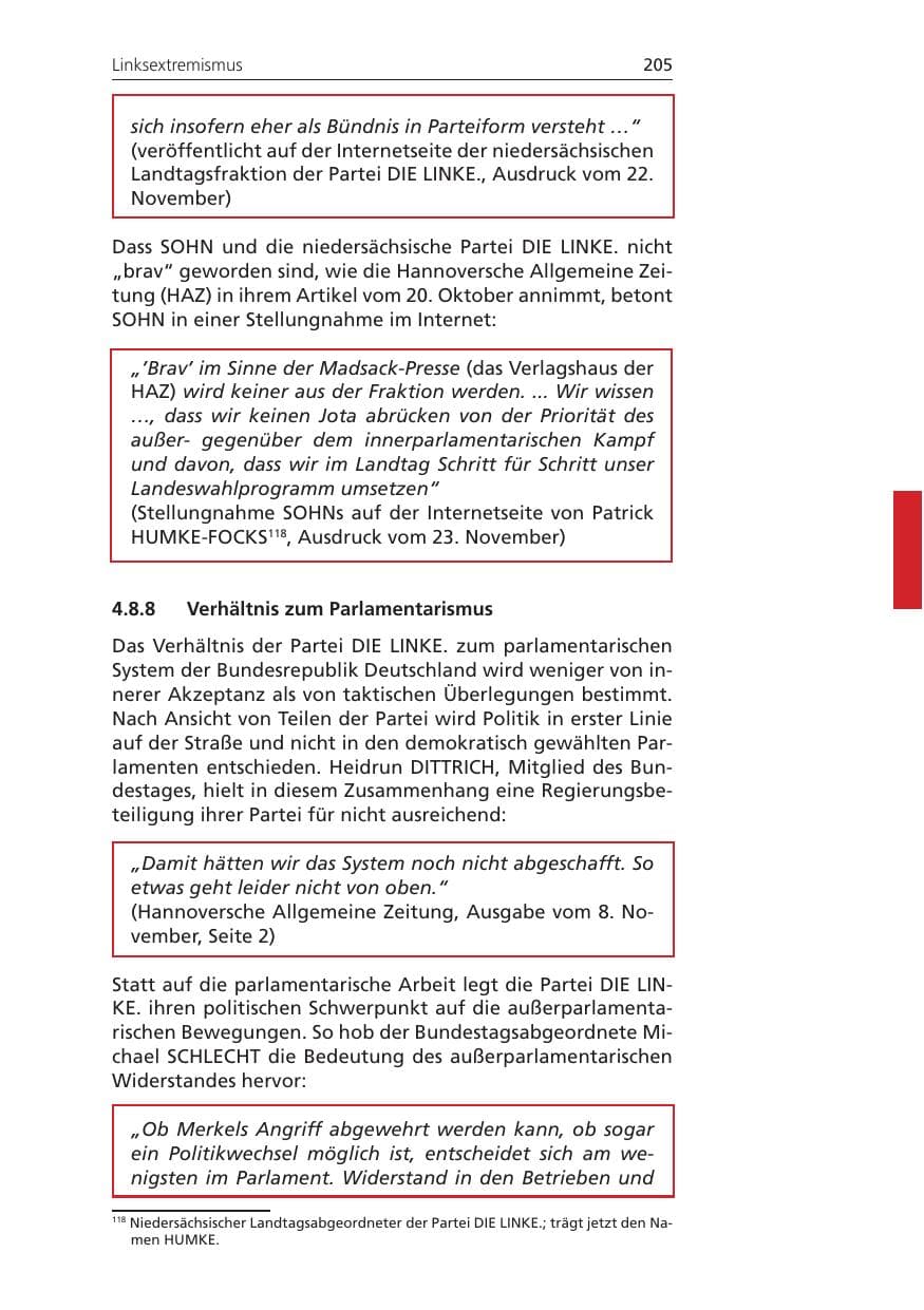 Seite 205 des Verfassungsschutzbericht 2010 Niedersachsen