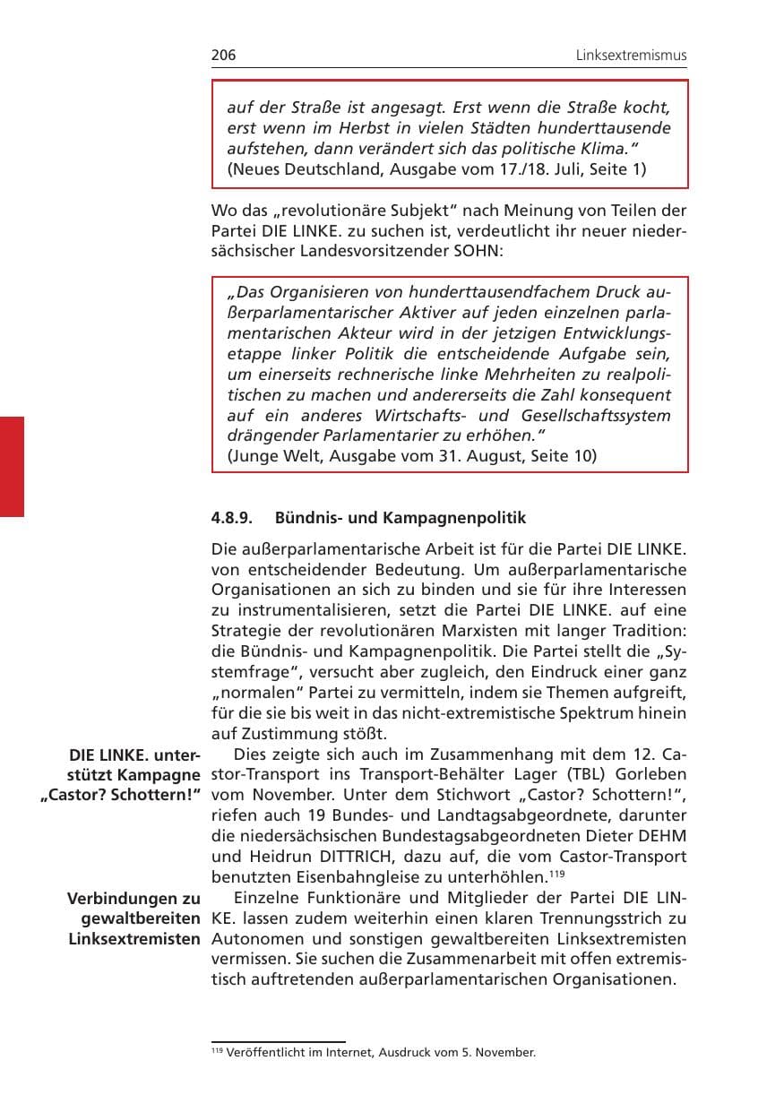 Seite 206 des Verfassungsschutzbericht 2010 Niedersachsen