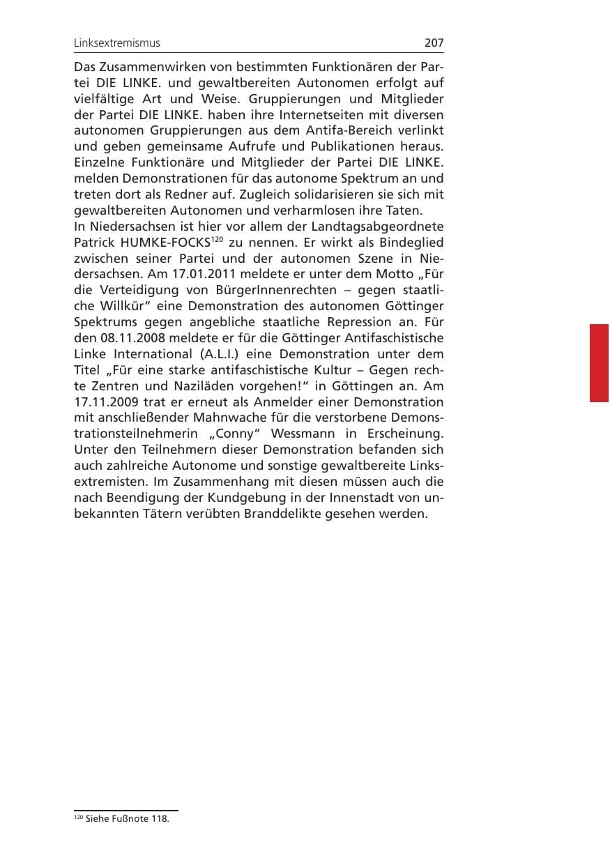 Seite 207 des Verfassungsschutzbericht 2010 Niedersachsen