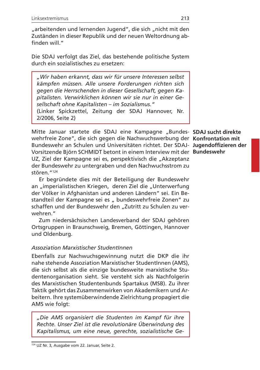 Seite 213 des Verfassungsschutzbericht 2010 Niedersachsen