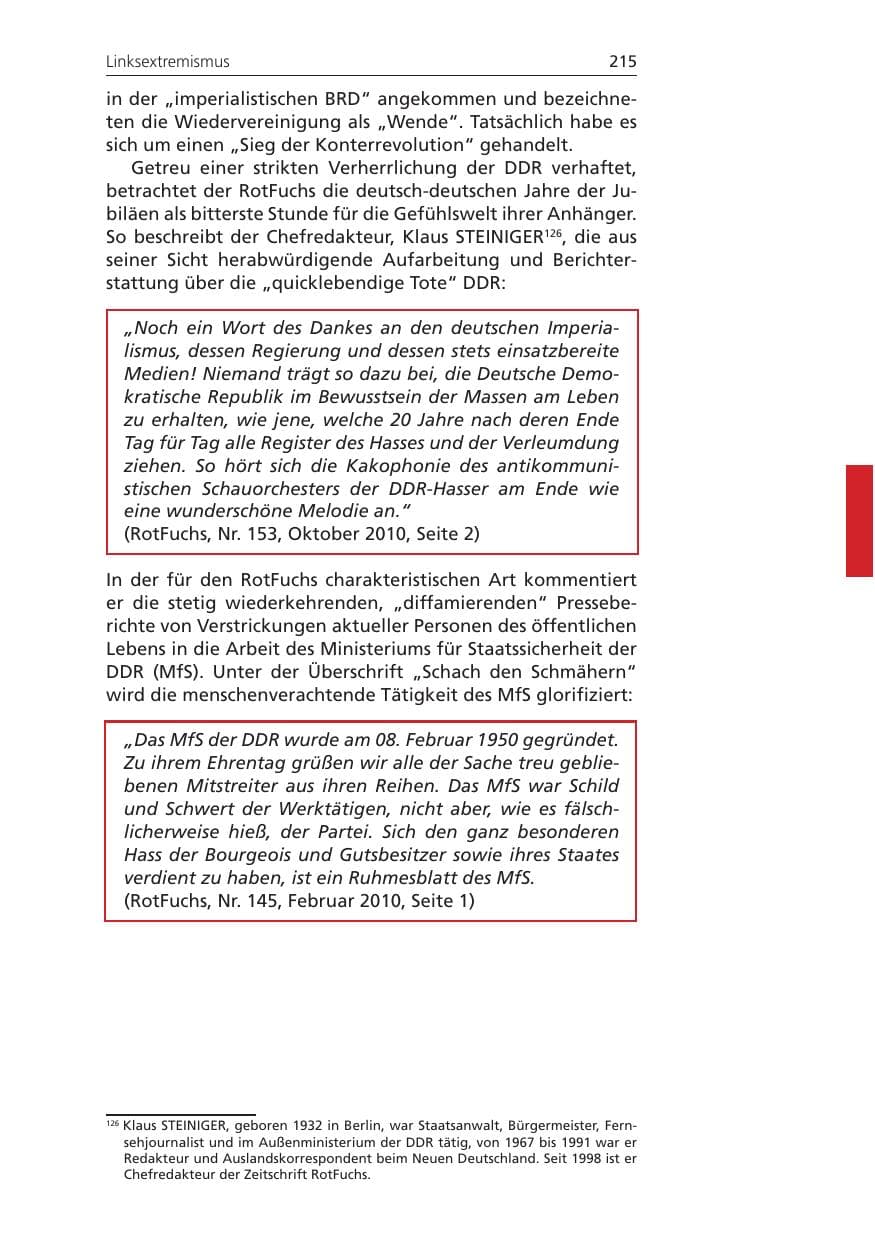Seite 215 des Verfassungsschutzbericht 2010 Niedersachsen