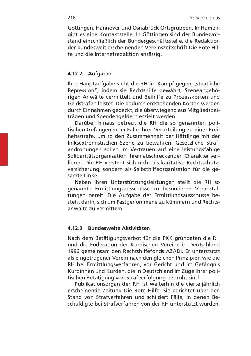 Seite 218 des Verfassungsschutzbericht 2010 Niedersachsen