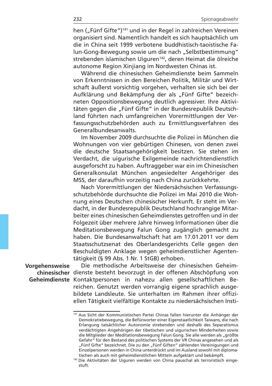 Seite 232 des Verfassungsschutzbericht 2010 Niedersachsen