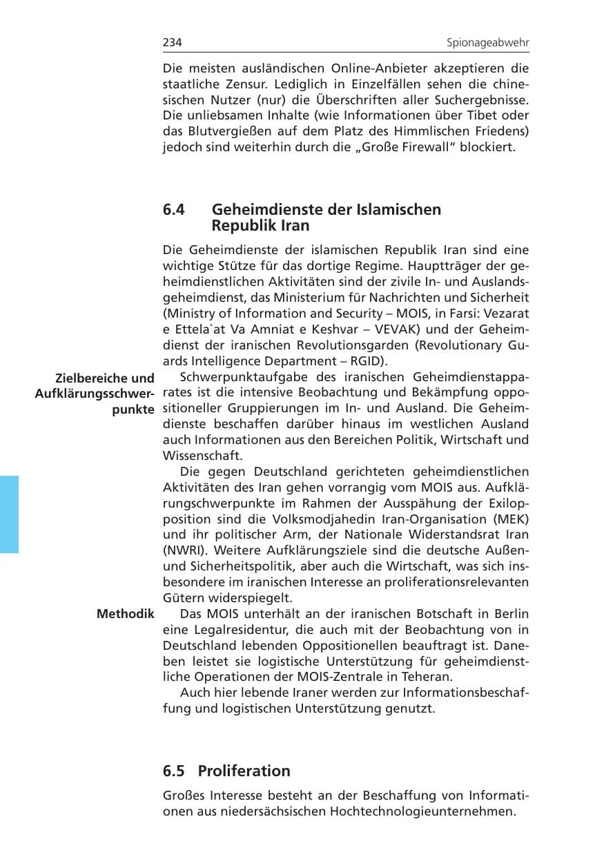 Seite 234 des Verfassungsschutzbericht 2010 Niedersachsen