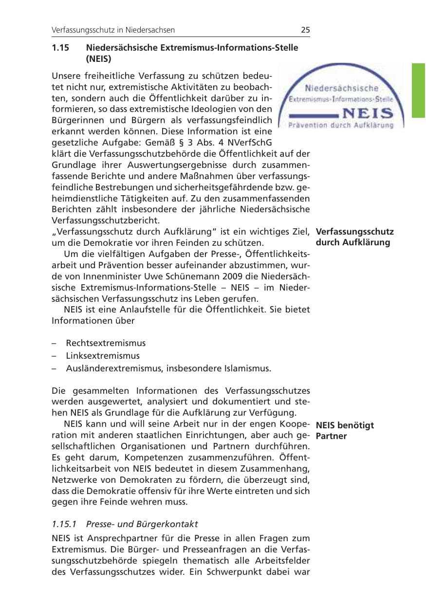 Seite 25 des Verfassungsschutzbericht 2010 Niedersachsen