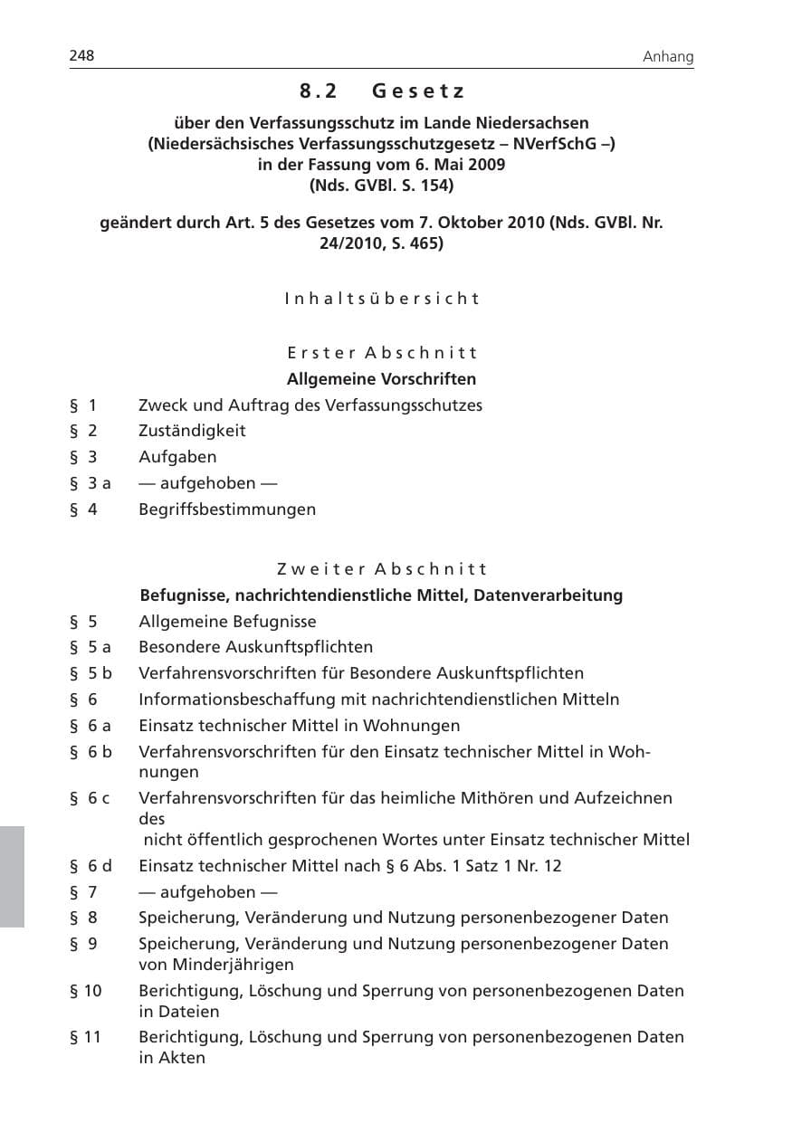 Seite 248 des Verfassungsschutzbericht 2010 Niedersachsen