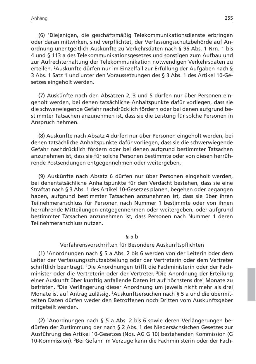 Seite 255 des Verfassungsschutzbericht 2010 Niedersachsen