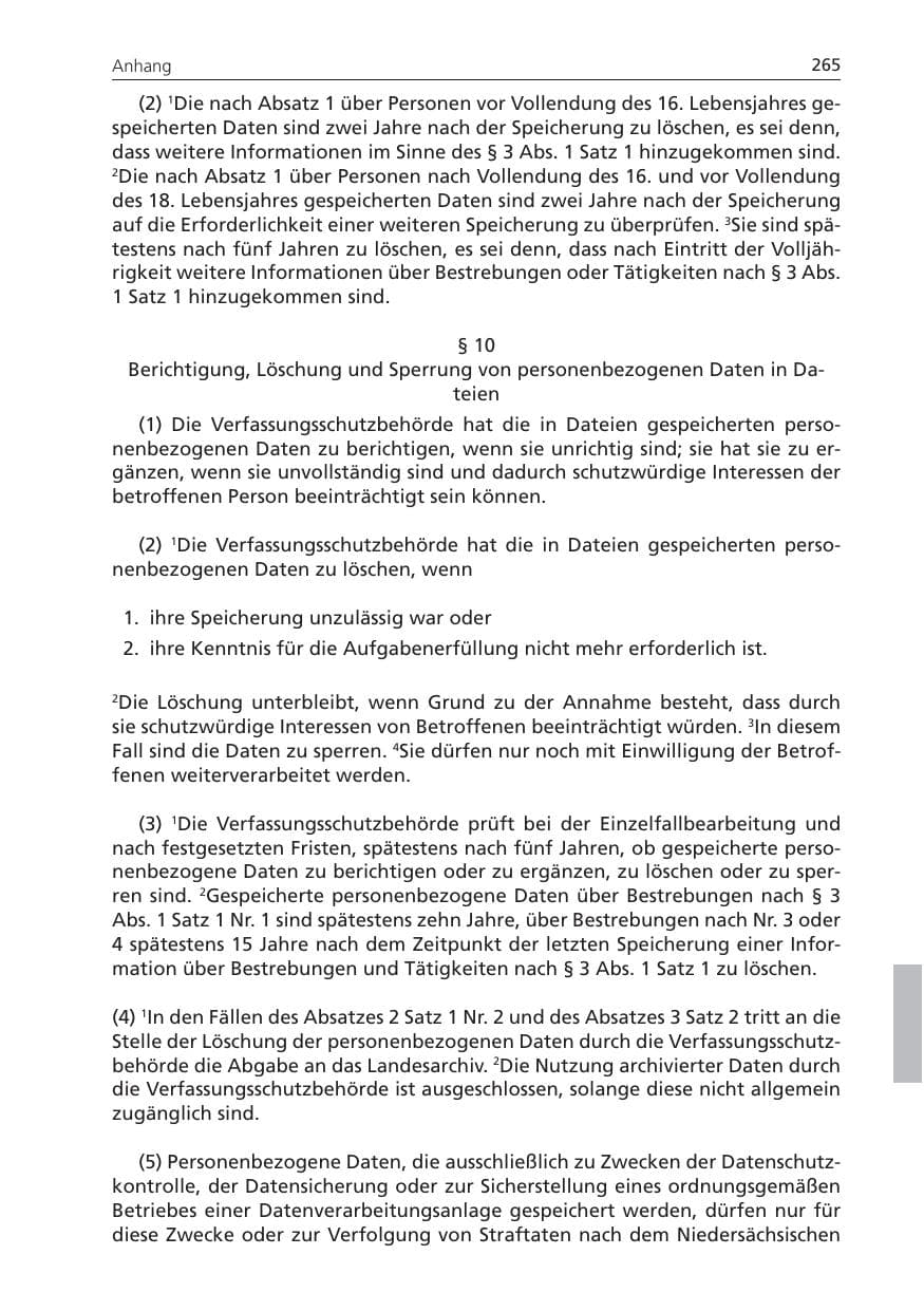 Seite 265 des Verfassungsschutzbericht 2010 Niedersachsen