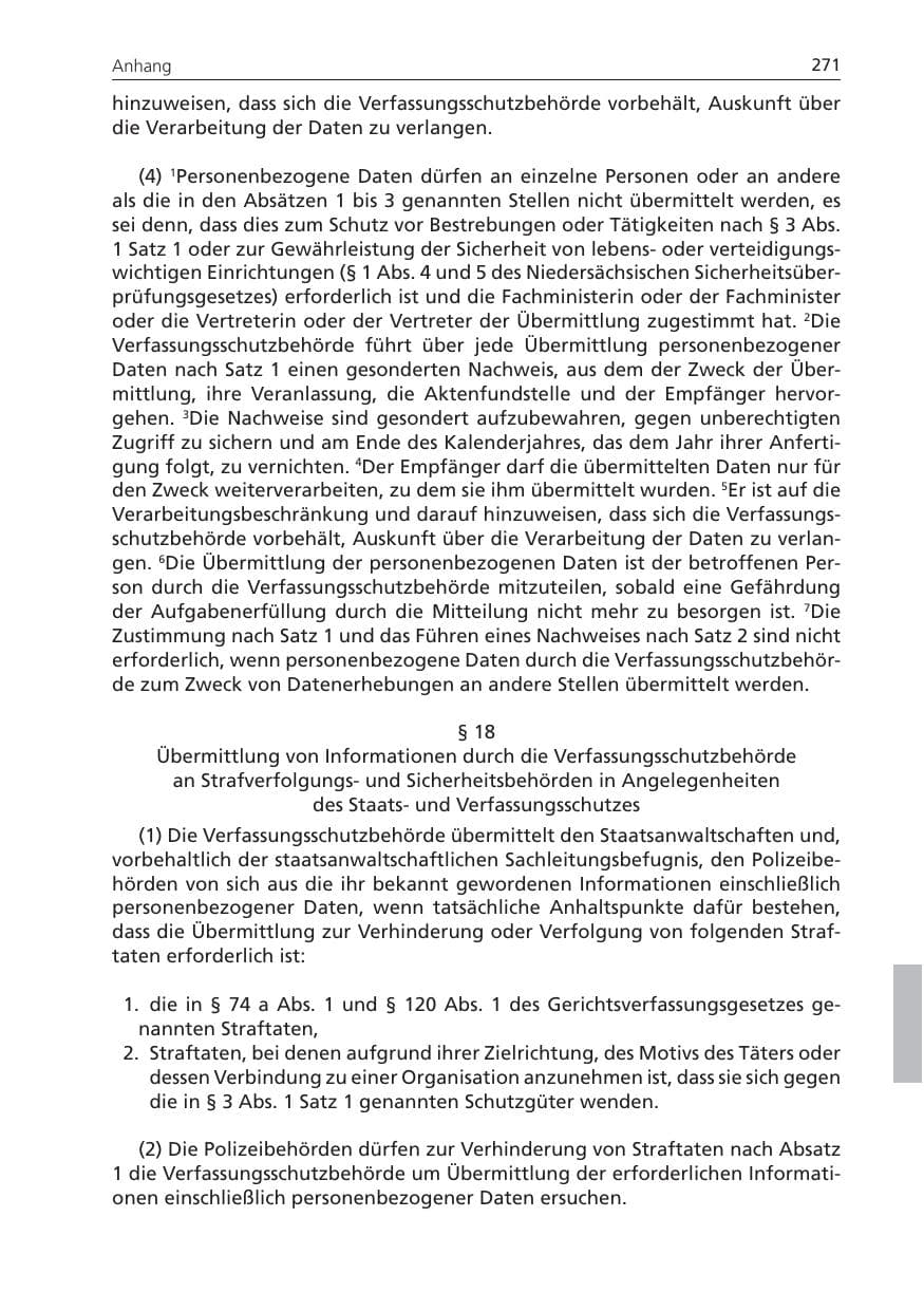 Seite 271 des Verfassungsschutzbericht 2010 Niedersachsen