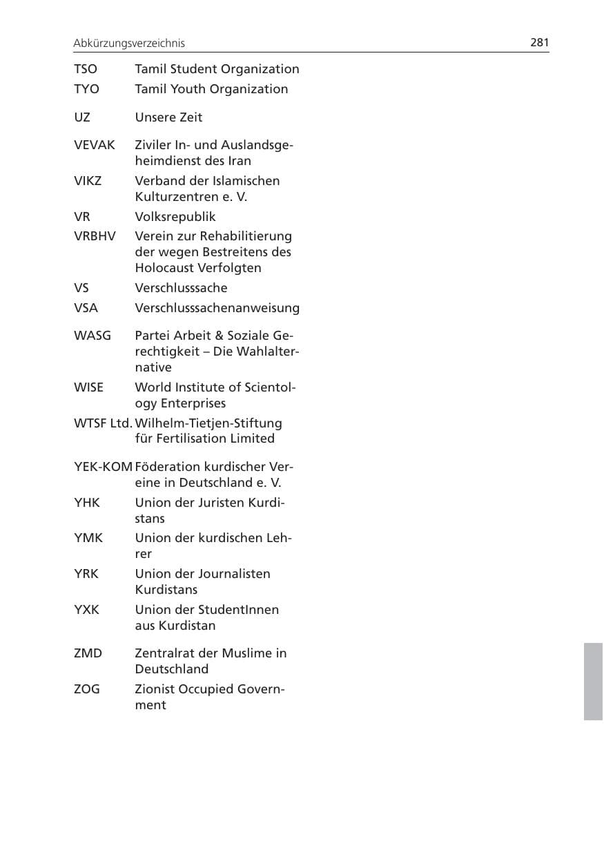 Seite 281 des Verfassungsschutzbericht 2010 Niedersachsen