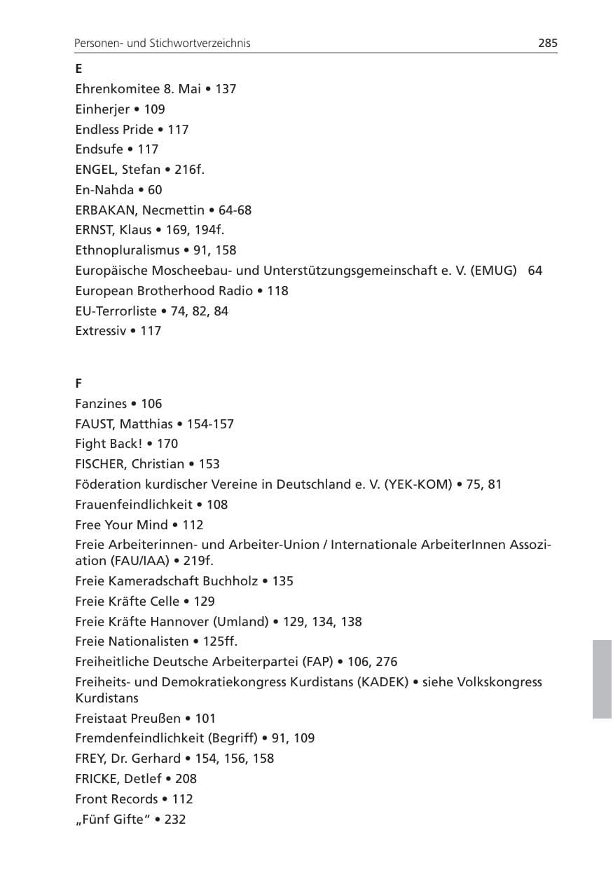 Seite 285 des Verfassungsschutzbericht 2010 Niedersachsen